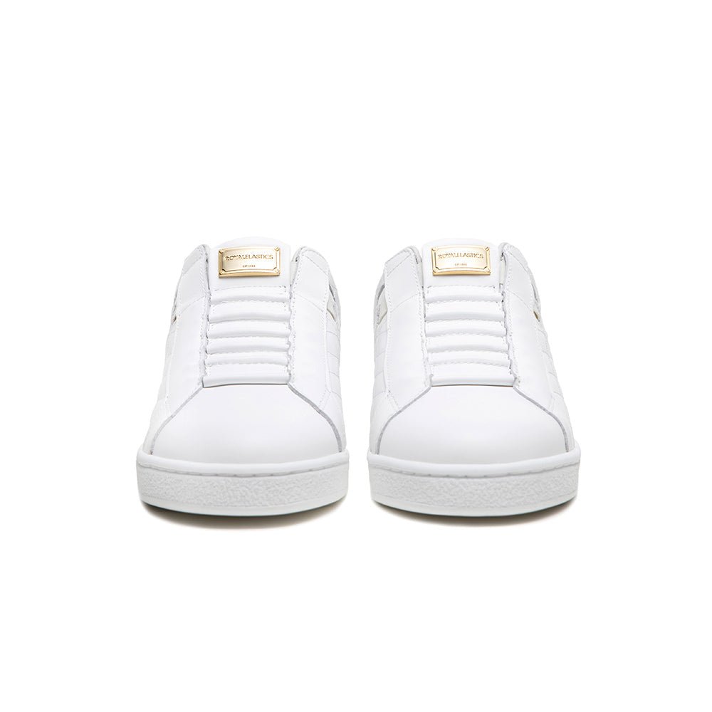 Icon Lux メンズ レザースニーカー 白 ブラウン 青