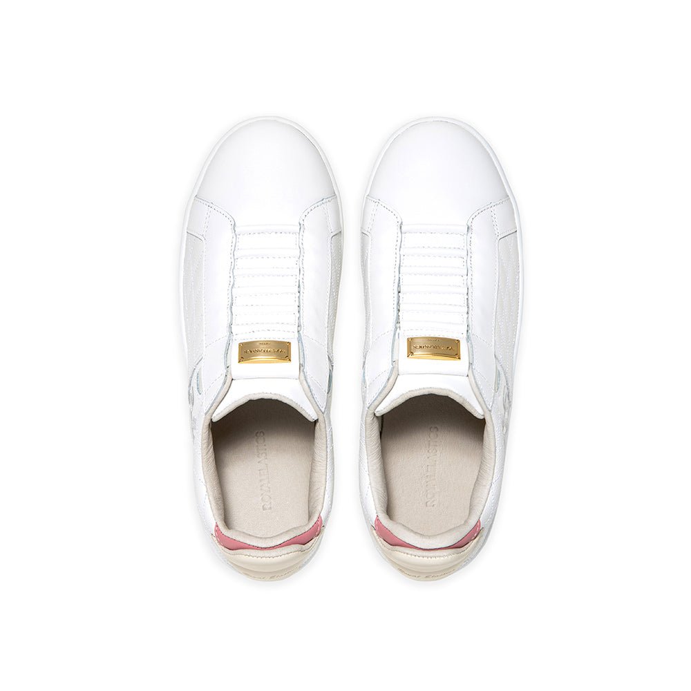 Icon Lux レディース レザースニーカー 白 ベジュー ピンク