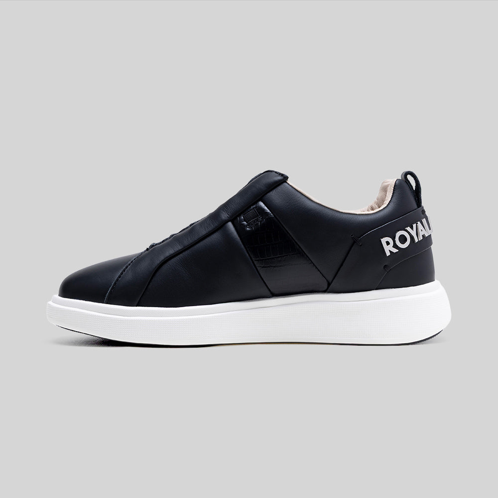 Icon Supreme メンズ レザースニーカー 黒 ゴールド-2