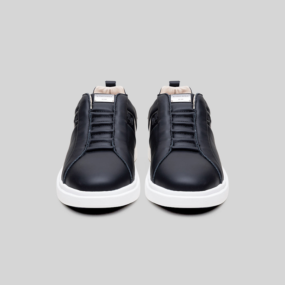Icon Supreme メンズ レザースニーカー 黒 ゴールド-3