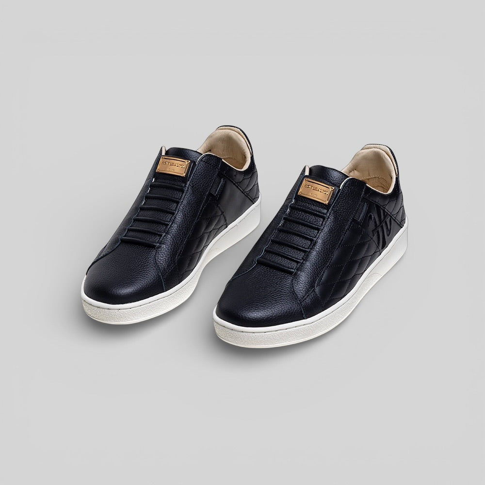 Icon Lux メンズ レザースニーカー 黒 ゴールド-7
