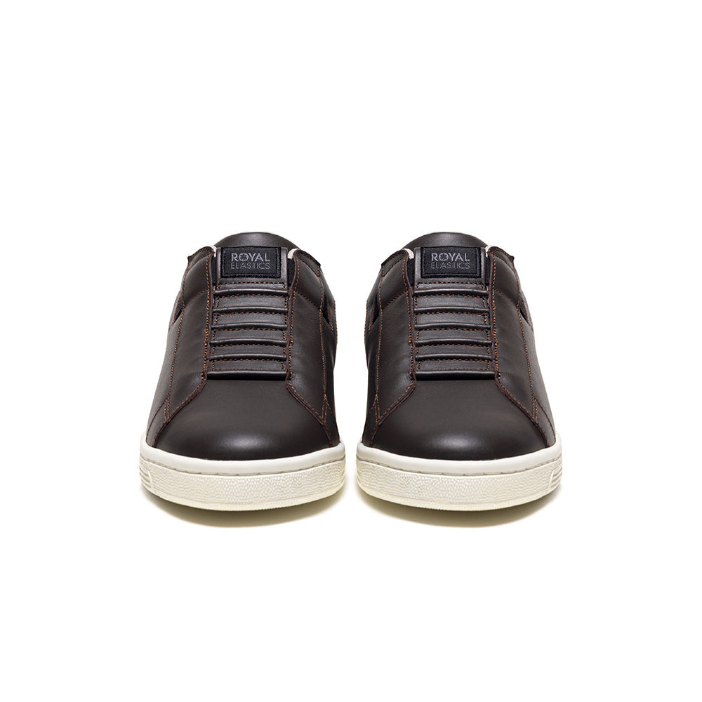 Adelaide メンズ レザースニーカー ブラウン イエロー