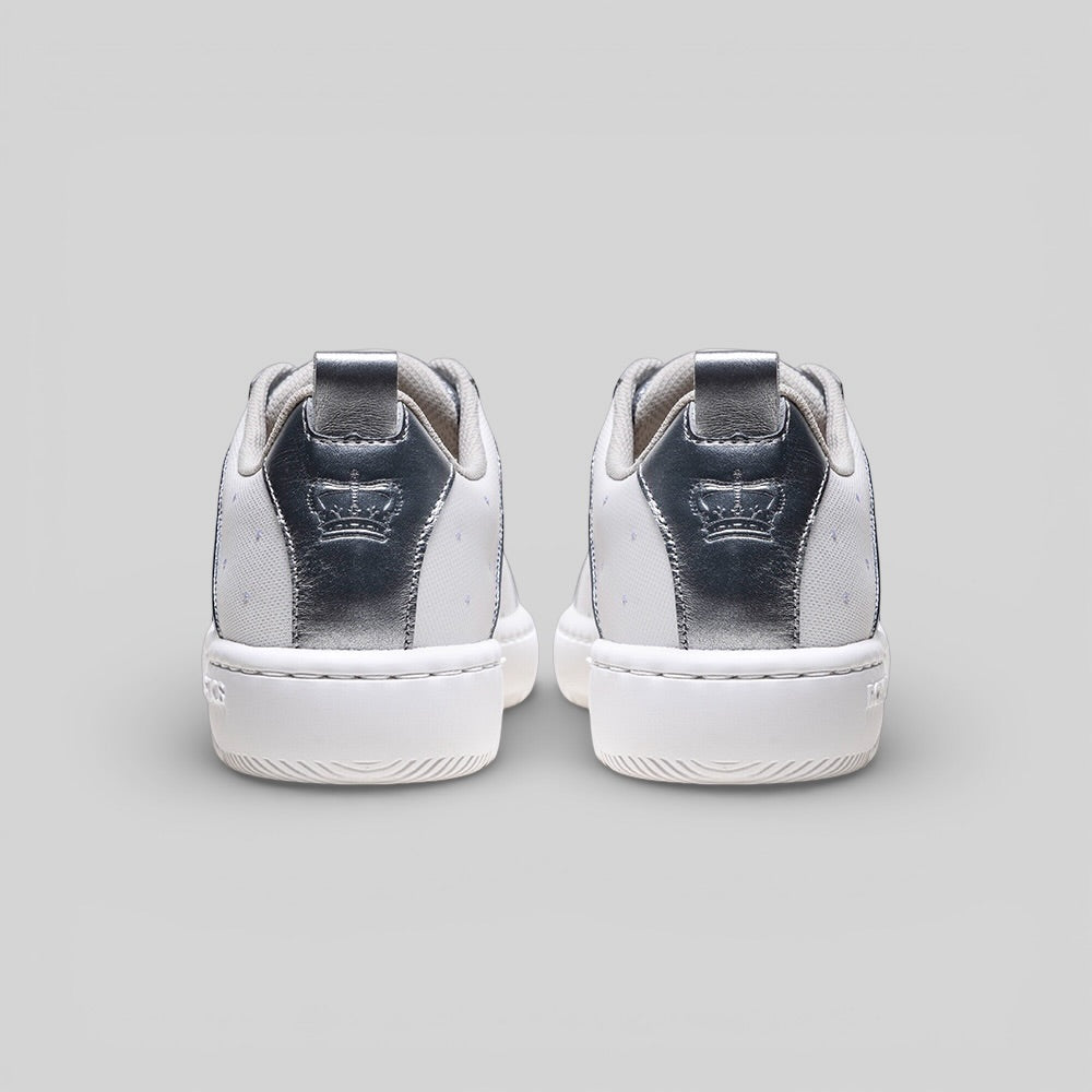 Icon2.0 メンズ レザースニーカー 白 シルバー-3