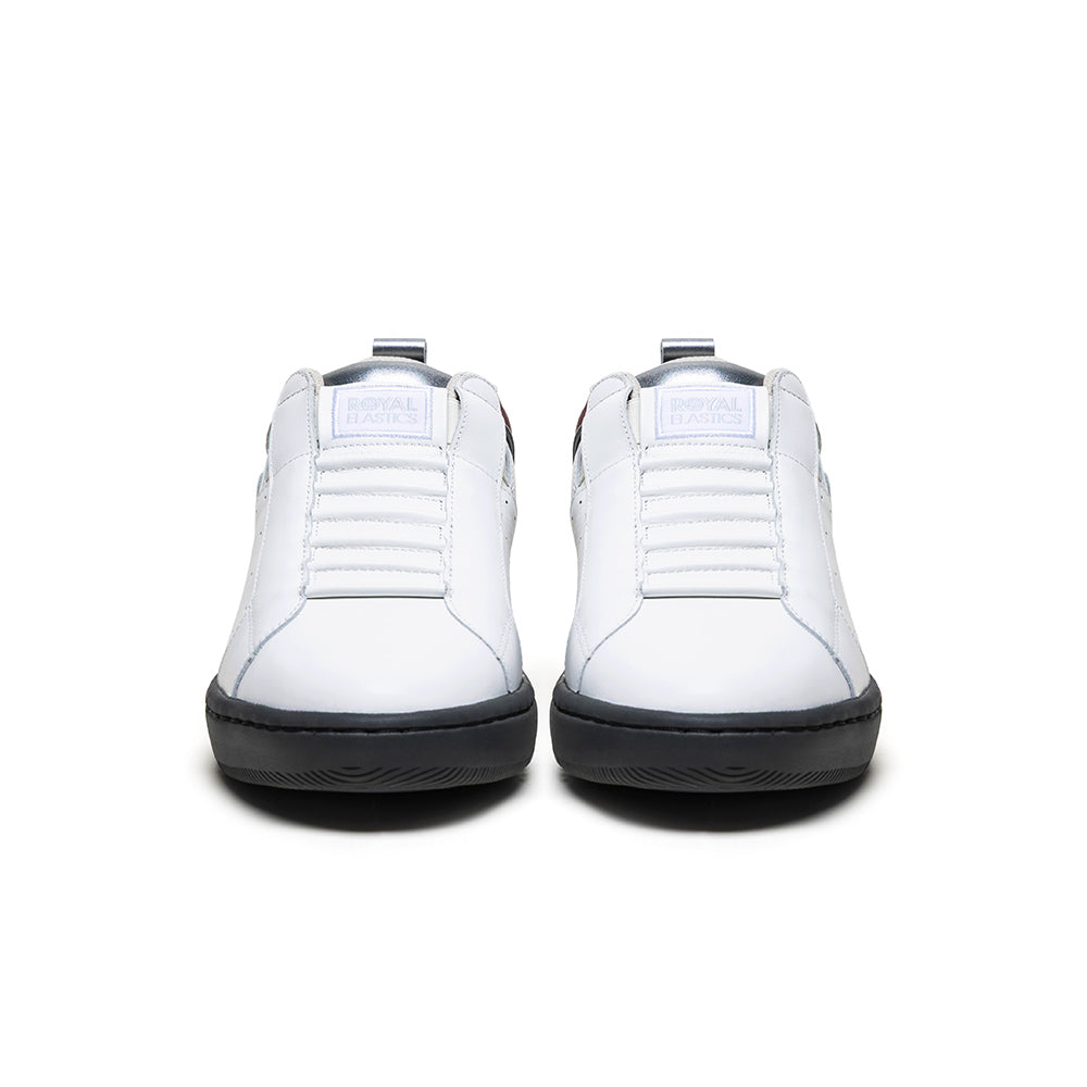 Icon2.0 メンズ レザースニーカー 白 赤 シルバー