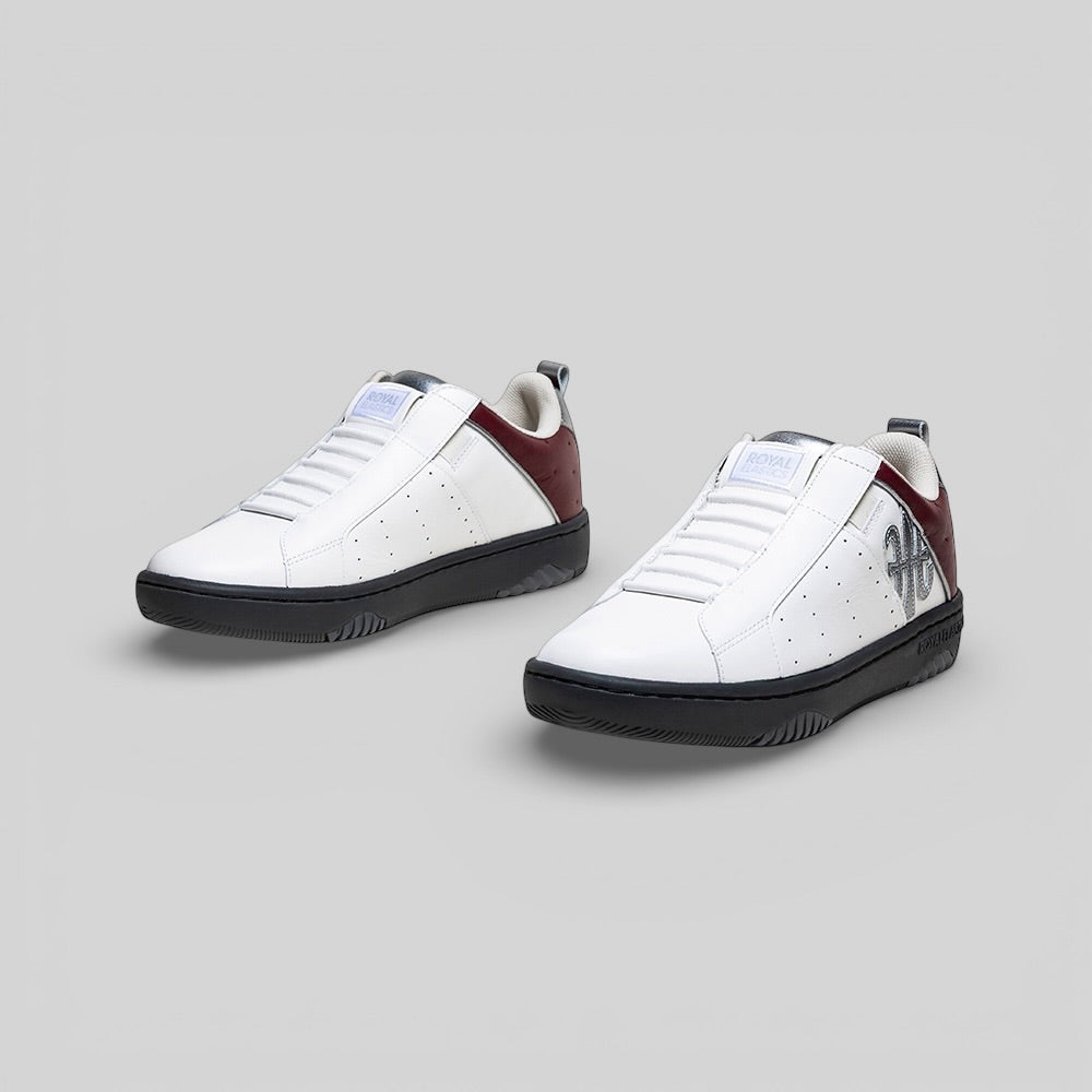 Icon2.0 メンズ レザースニーカー 白 赤 シルバー-7