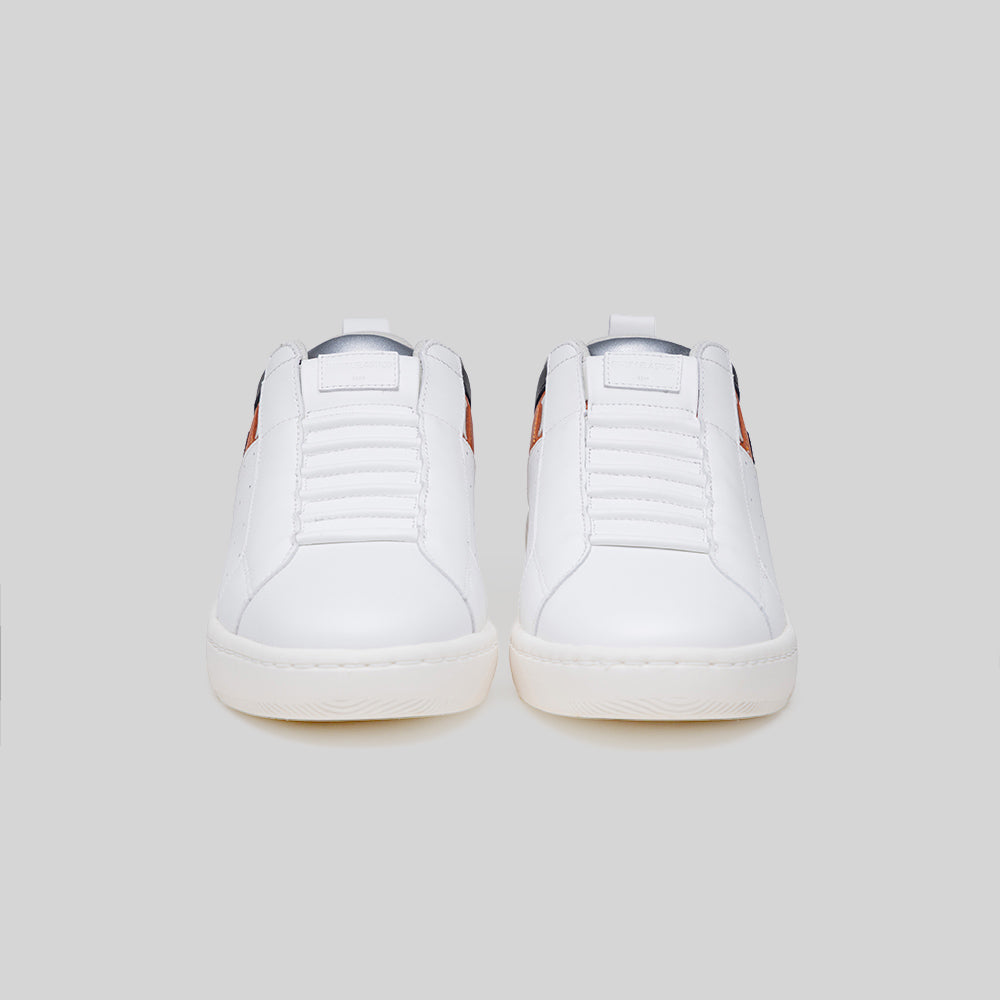 Icon2.0 メンズ レザースニーカー 白 オレンジ シルバー – Royal