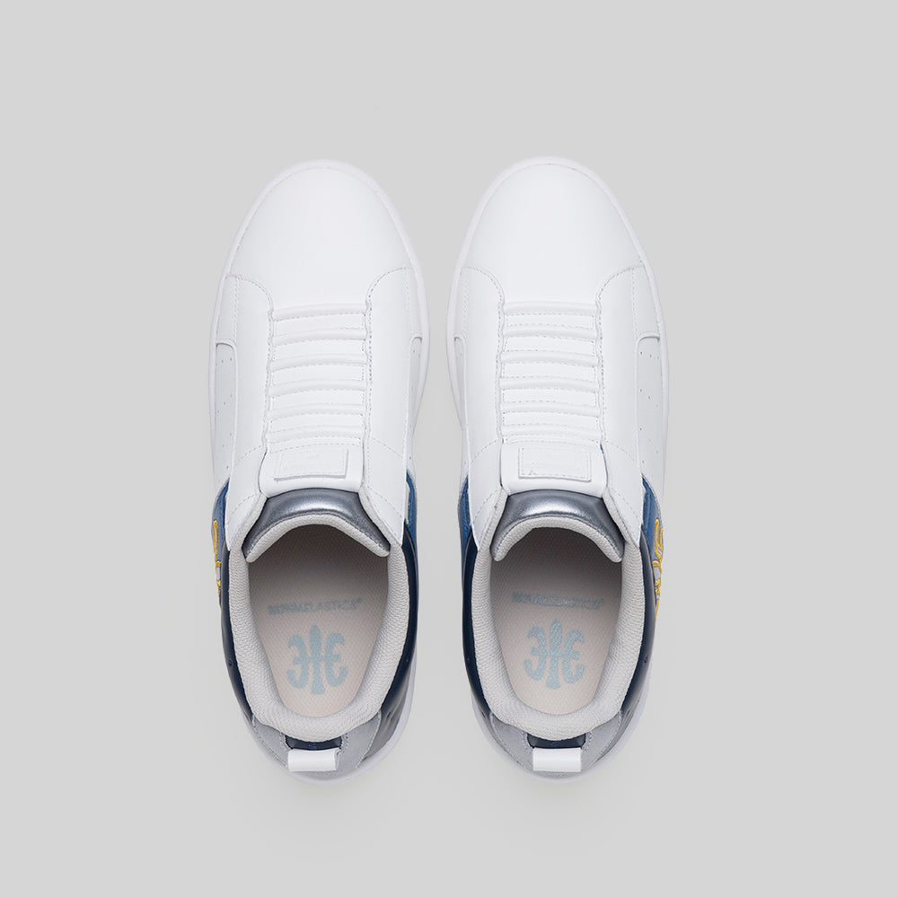 Icon2.0 メンズ レザースニーカー 白 オレンジ シルバー – Royal