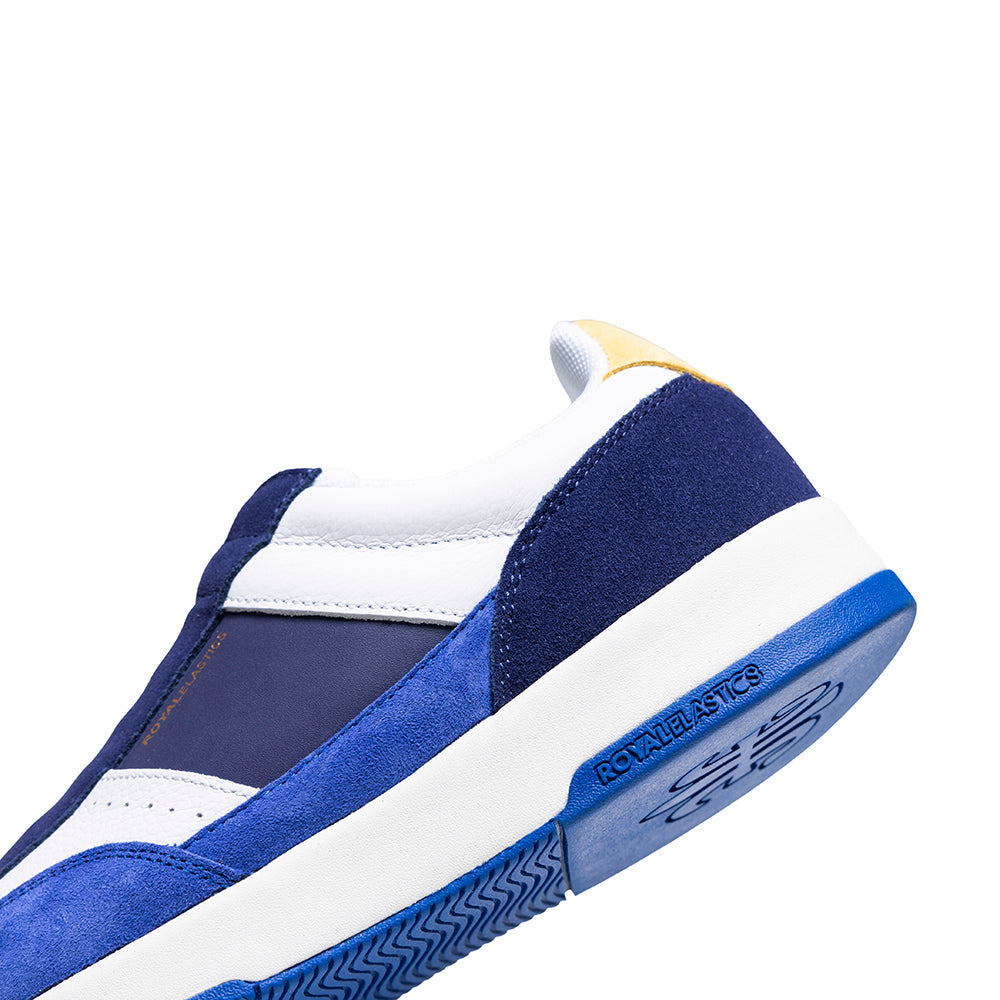 Crown Lux メンズ レザースニーカー  白 青 イエロー