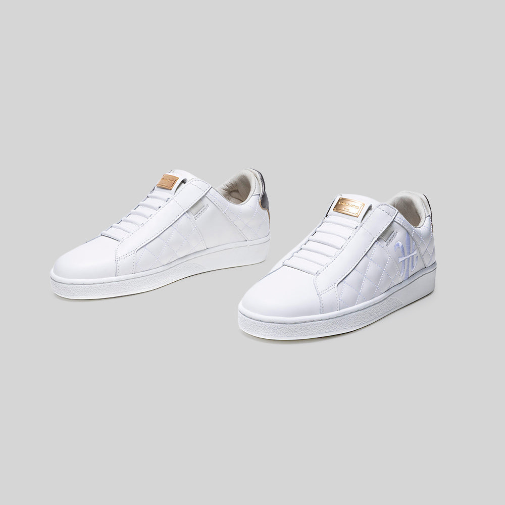 Icon Lux レディース レザースニーカー  白 シルバー-7