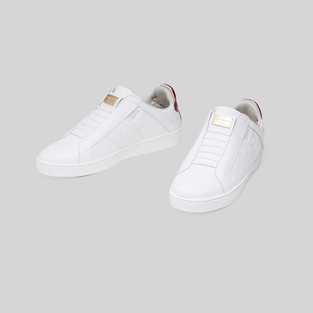 Icon Lux レディース レザースニーカー  白 赤 ベージュ-6