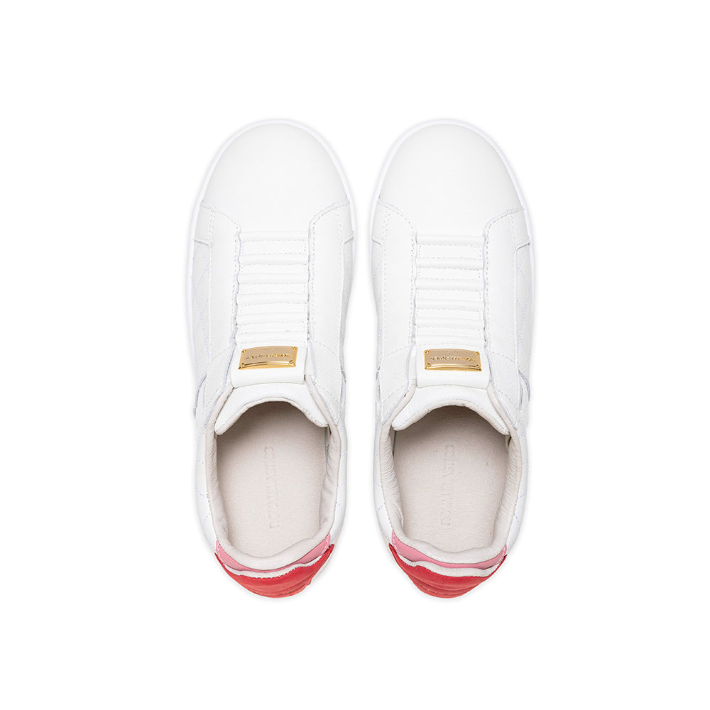 Icon Lux レディース レザースニーカー  白 赤