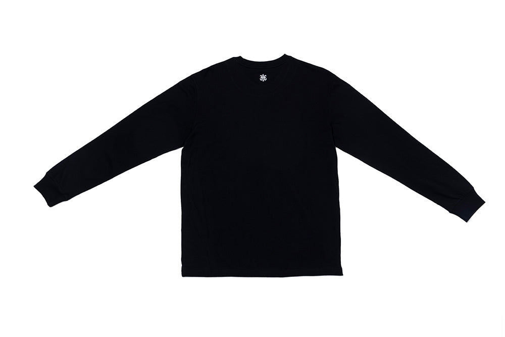 ロングスリーブロゴTシャツ 黒 (Unisex)